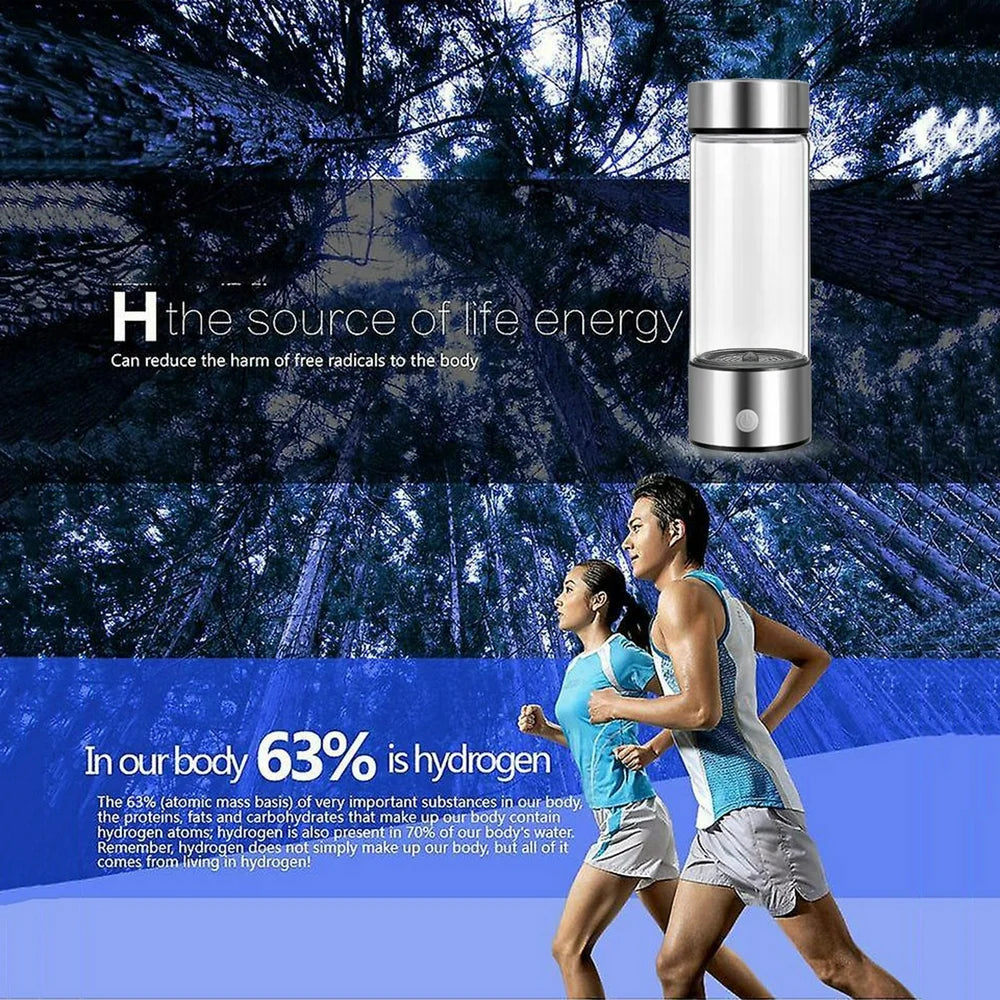 Upgrated Hydrogen Water Bottle, Portable Hydrogen Water Bottle Generator, Rechargeable Hydrogen Water Ionizer Machine for Home Office Travel